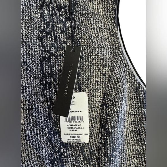 Tahari NWT Dress Sleeveless Mini Bodycon Reptile Print Grey/Black Size 2 - Picture 9 of 13